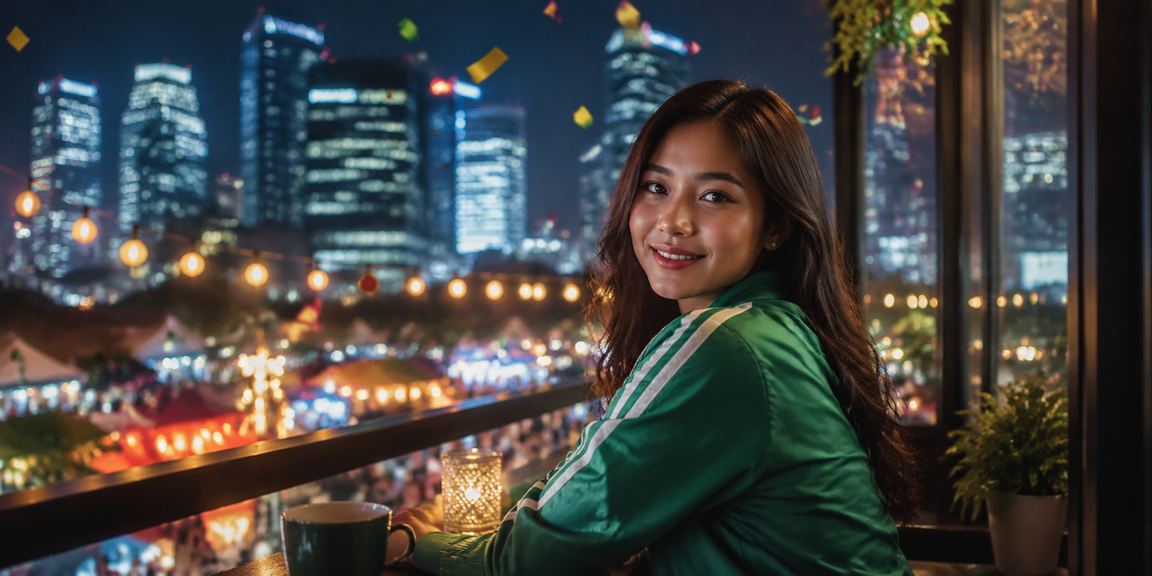 Pengguna mengakses aplikasi casino digital di kafe sambil menikmati kopi Vietnam