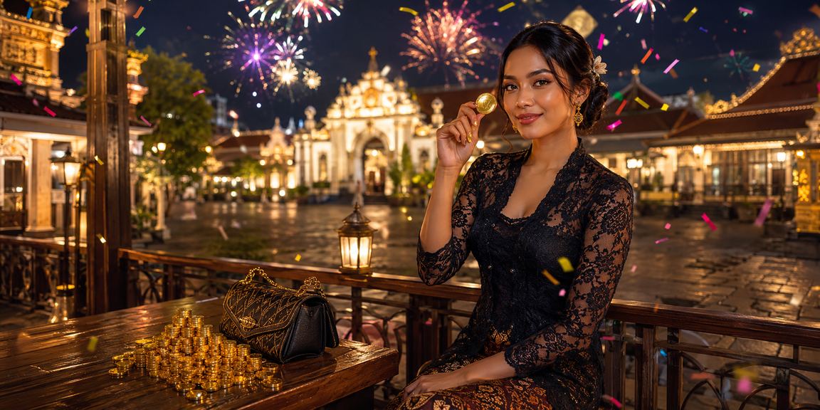 Suasana festival lotre malam dengan lampu warna-warni dan kerumunan antusias di Vietnam